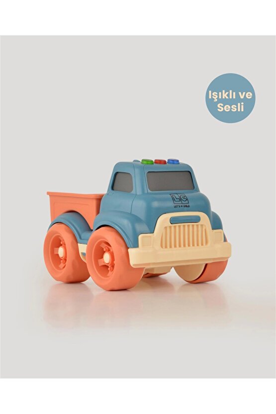 Lüx Turkuaz Sesli ve Işıklı Minik Pikap - Plastik Kamyon - Kırılmaz Oyuncak - Kırılmaz Pikap - Işıkl