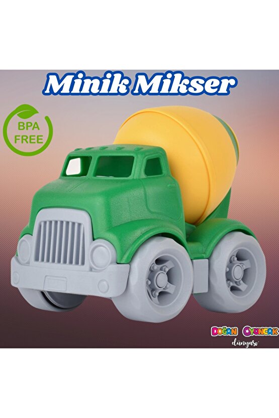 Lüx Yeşil Minik Mikser - Plastik Mikser - Kırılmaz Oyuncak - Kırılmaz Çimenyo Kamyon - Çimento Araba