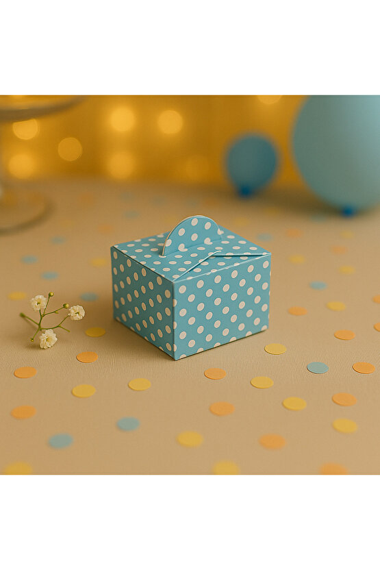 Lokum Kutusu Mavi Puantiyeli 50li Paket | Lokumluk