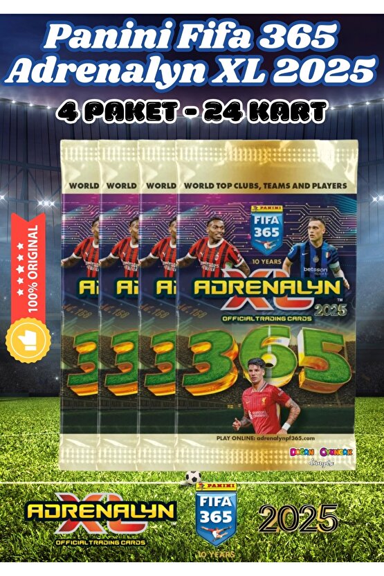 Panini FIFA 365 Adrenalyn XL 2025 Oyuncu Kartı - Futbolcu Kartları - Trading Oyuncu Kartı - 4 Paket