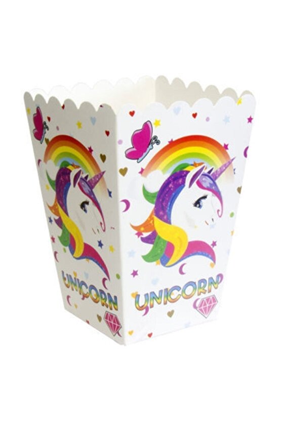Popkorn Mısır Kutusu Unicorn Baskılı 8 Li