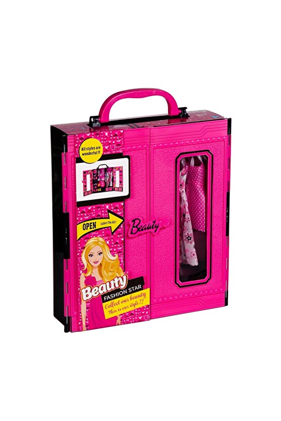 Beauty Aksesuarlı Gardırop - Barbie Dolap - Barbie Giysi Dolabı - Barbie Gardırop - Gardrop