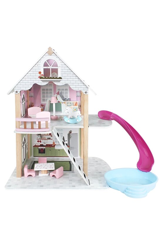 Muhteşem Ahşap Kaydıraklı Oyun Evi - Ahşap Tatil Evi - Havuzlu Oyun Evi - Ahşap Ev - Ahşap Oyun Evi