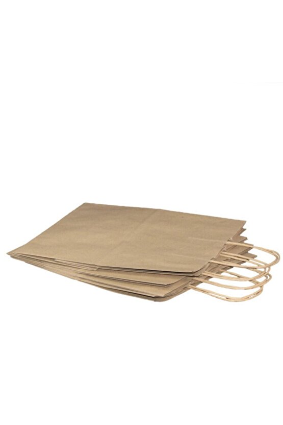 Burgu Saplı Kraft Kağıt Çanta 28x17x29 cm 100 Adet