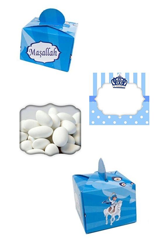 Maşallah Lokum Şeker Kutusu  ve Badem Şekeri 25 li