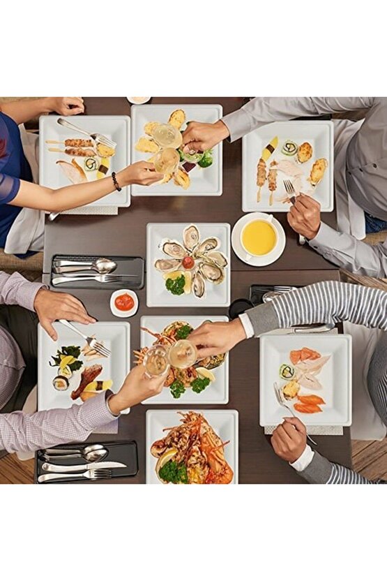 Beyaz Kare Karton Tabak 25 Adet 20 Cm