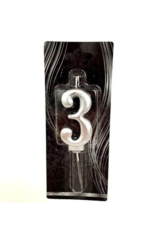 3 Rakam Mum Gümüş