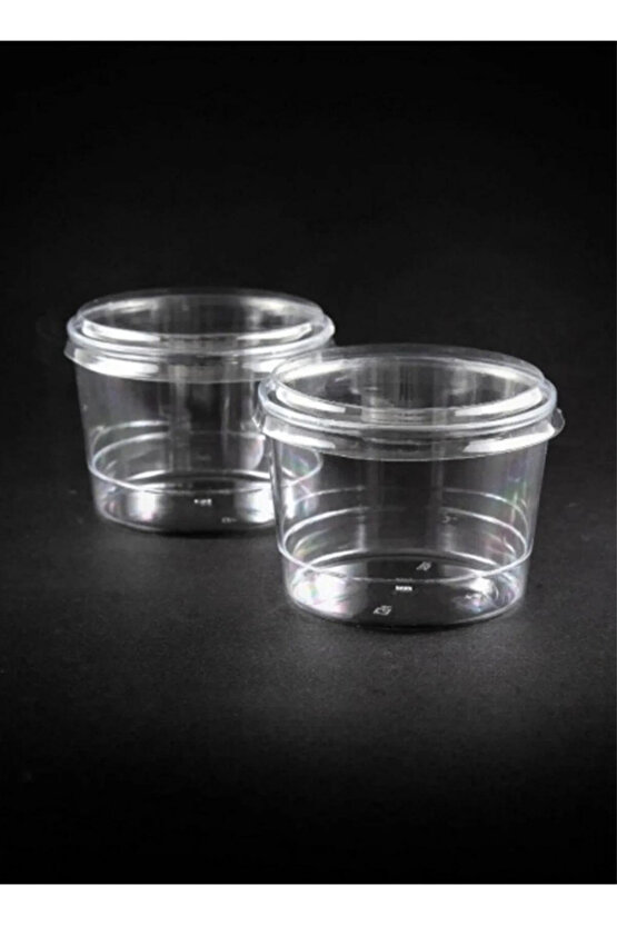 100 Adet Kapaklı Plastik Tatlı Kabı Kasesi Bodega 250cc