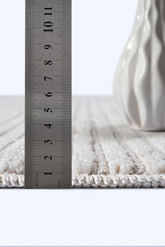 Yalın Microfiber Bukle Dokuma Halı Antre Hol Kesme Halı Yolluk 5771 Krem