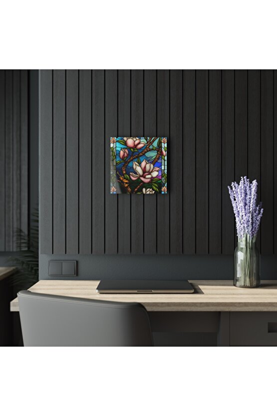 Renkli Çiçekler Cam Tablo Duvar Dekoru 3