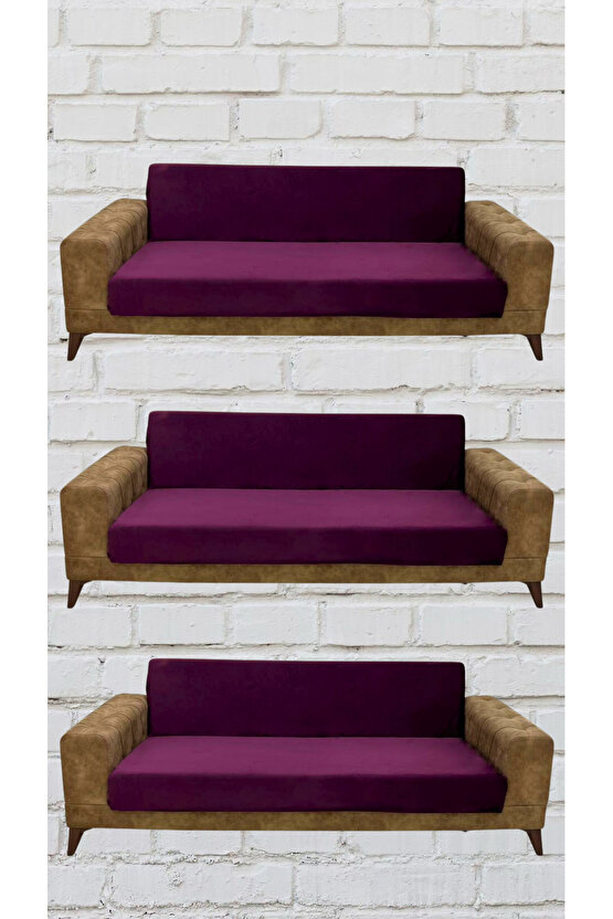 3+3+3 İtalyan Süet Kolsuz Koltuk Örtüsü ( RENK)