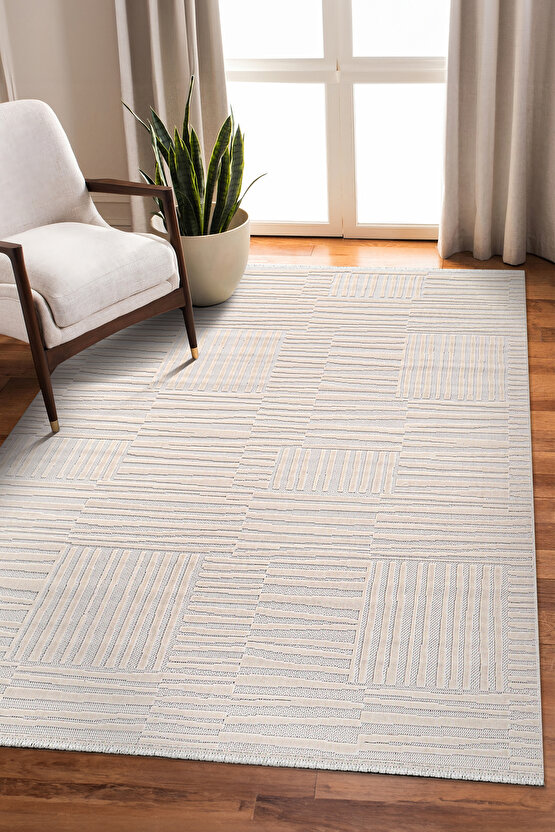 Bambu Yumuşak Halı Salon Mutfak Koridor Kesme Yolluk Dokuma Makine Halısı Art Beyaz