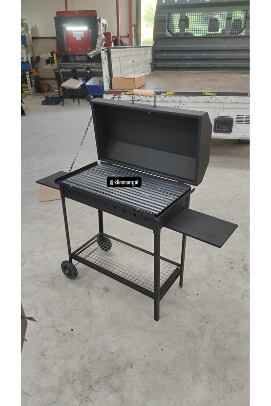 40x70 Demir Kapaklı Barbekü Yazlık Tipi Mangal Grill Oluklu Izgara