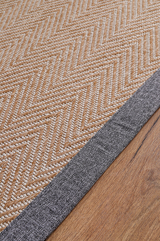 0408-Gri Kumaş Bordür Sisal Halı Kilim Hav Toz Vermez Kolay Temizlenen Hasır Kilim