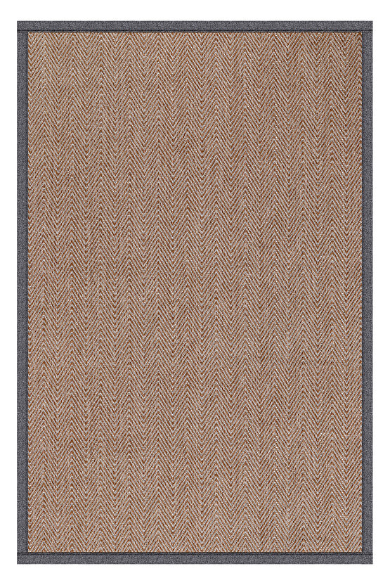 0408-Gri Kumaş Bordür Sisal Halı Kilim Hav Toz Vermez Kolay Temizlenen Hasır Kilim