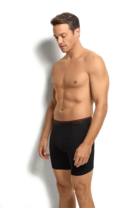Erkek Siyah Pamuklu Likralı 3 Lü Boxer 268