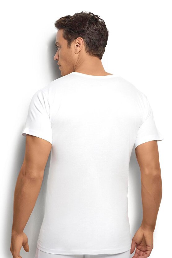 Erkek Beyaz Pamuklu V Yaka Atlet 105