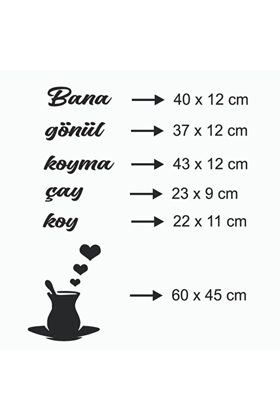 120*80 Cm Bana Gönül Koyma Çay Koy Ahşap Duvar Yazısı