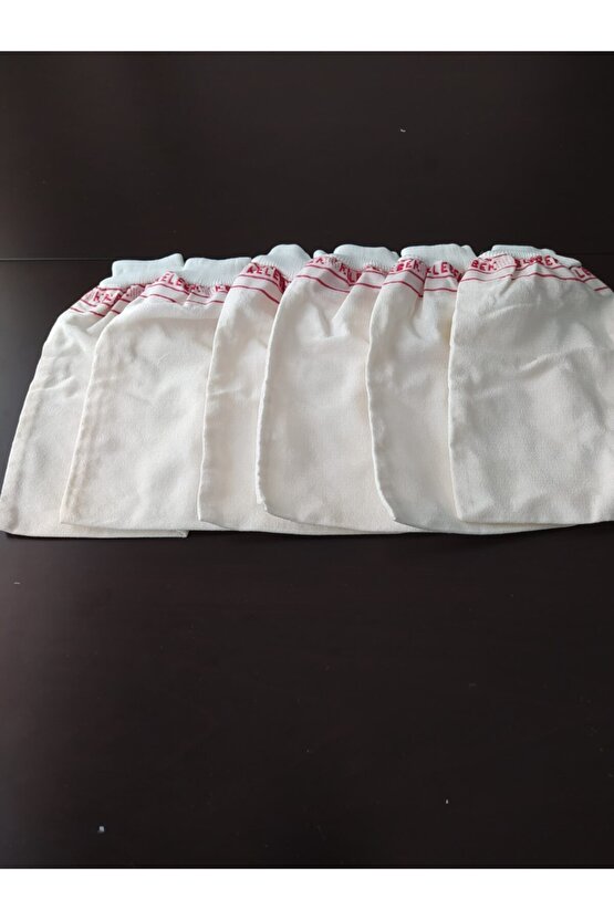 Beyaz 6 Adet Lastikli Kalın Banyo Kesesi