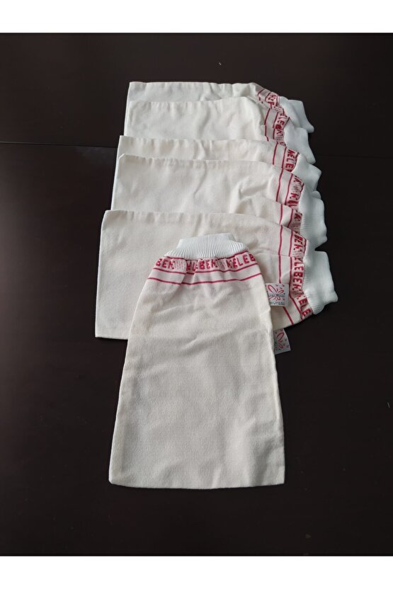 Beyaz 6 Adet Lastikli Kalın Banyo Kesesi