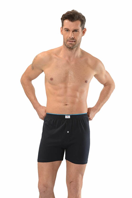 127 Erkek Lacivert Havlu Kemer Penye Boxer L Beden