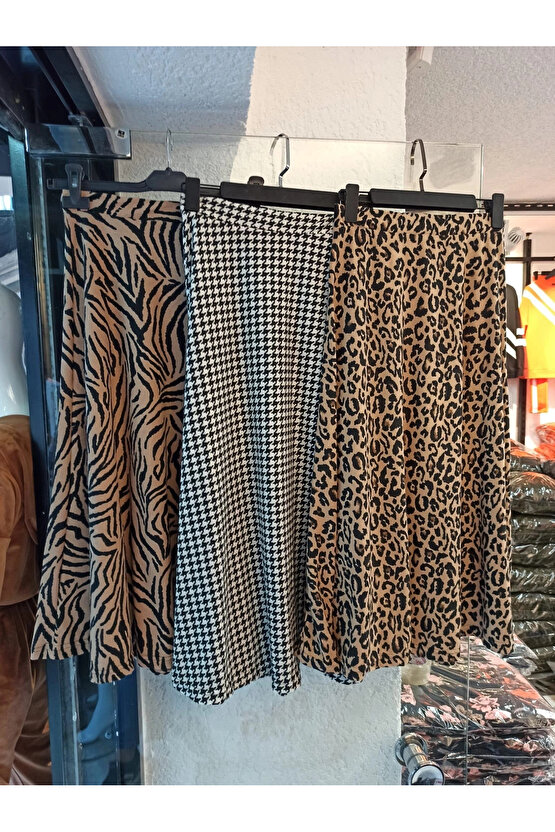 Beli Lastikli Kazayağı Desen Süet Scuba Etek.