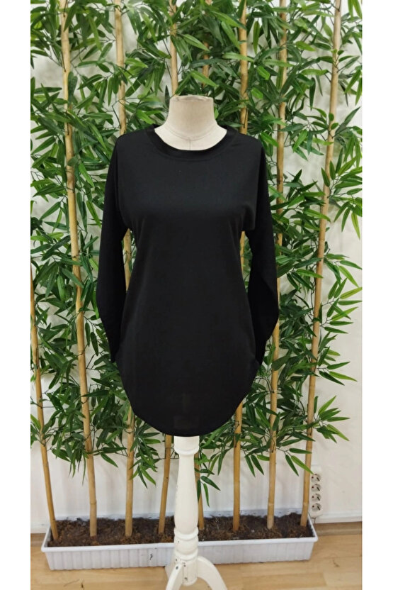 Kadın Uzun Kollu Yuvarlak Yaka Salaş Iki Iplik Bluz