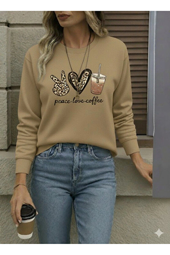 Kadın Uzun Kollu Bisiklet Yaka Kalp Desenli Viskon Iki Iplik Bluz