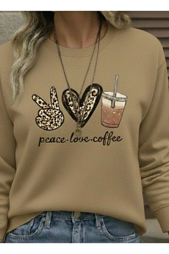 Kadın Uzun Kollu Bisiklet Yaka Kalp Desenli Viskon Iki Iplik Bluz