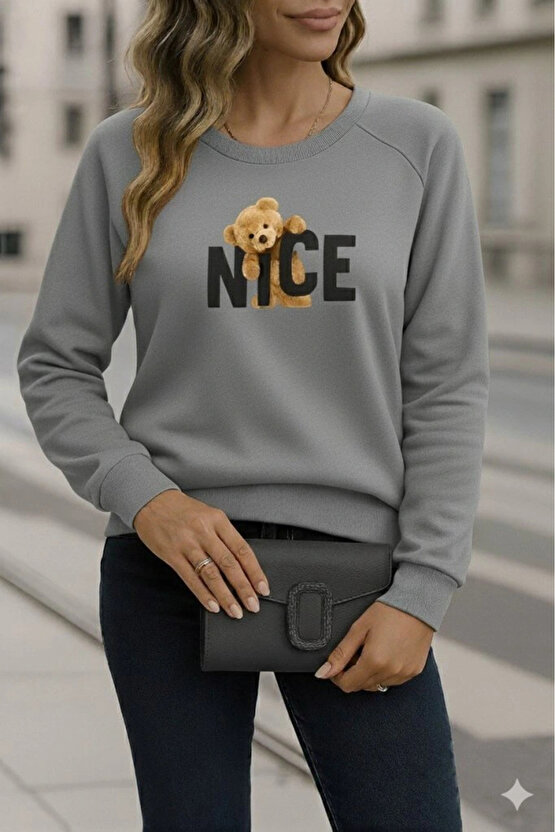 Kadın Uzun Kollu Bisiklet Yaka Viskon Iki Iplik Bluz