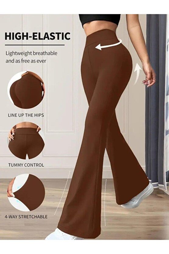 Kadın Yüksek Bel(lastikli) Geniş Paçalı Dalgıç Tayt