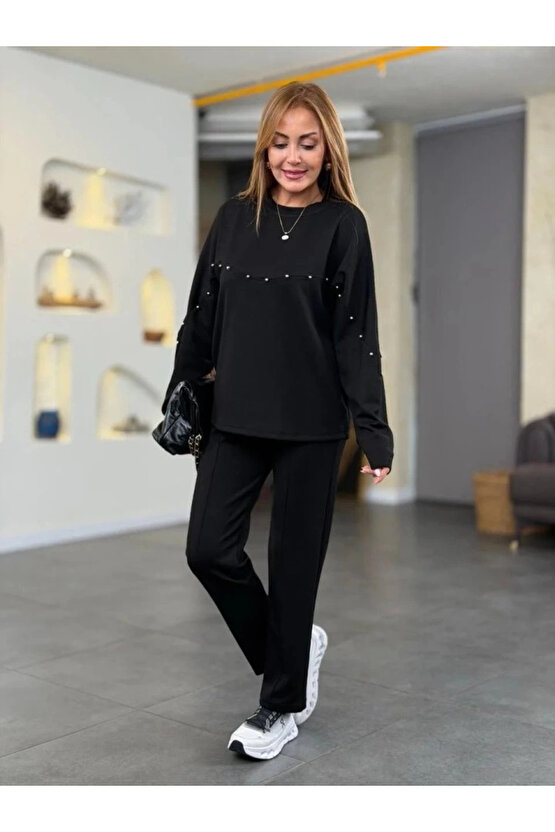 Kadın Inci Detay Modal Kumaş Ikili Takım