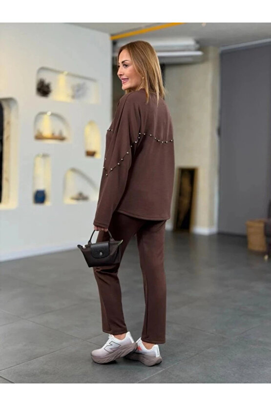 Kadın Inci Detay Modal Kumaş Ikili Takım