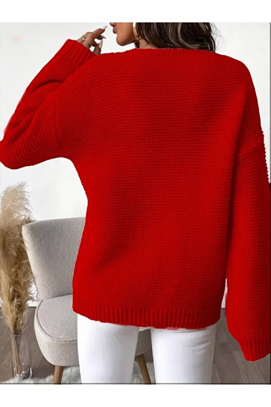 Kayran Clein Kadın Uzun Kollu V Yakalı Düğmeli Triko Bluz