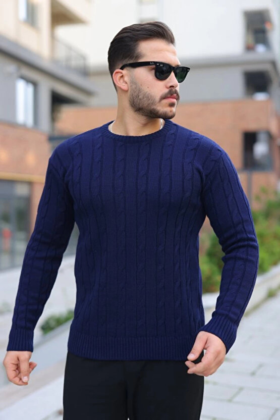 Erkek örgü Desen Bisiklet Yaka Kazak