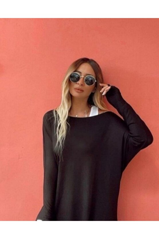 Kayran Clein Kadın Uzun Kollu Tek Omuzdan Açık çilek Bluz Ve Viskon Atlet Ikili Takım