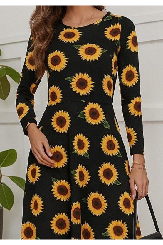 Kadın Fakir Kol Bisiklet Yaka Midi Mikro Elbise