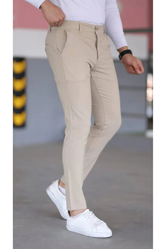 Erkek Slim Fit Likralı Gabardin Pantolon