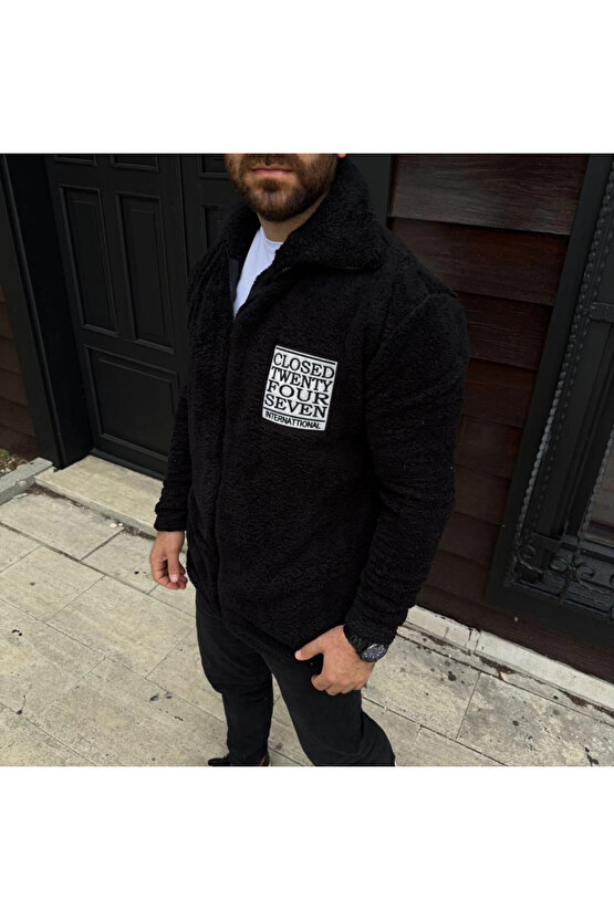 EQURİ Erkek Polar Fermuarlı Sweatshirt – Kapüşonsuz, Cepli, Yumuşak Dokulu, Oversize Rahat Kalıp, Kı