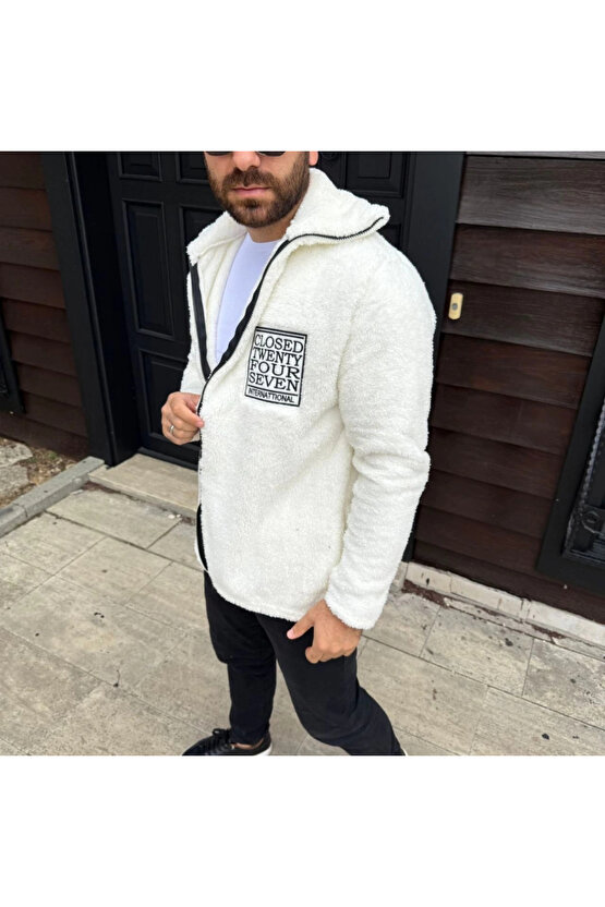 Erkek Polar Fermuarlı Sweatshirt – Kapüşonsuz, Cepli, Yumuşak Dokulu, Oversize Rahat Kalıp, Kışlık S