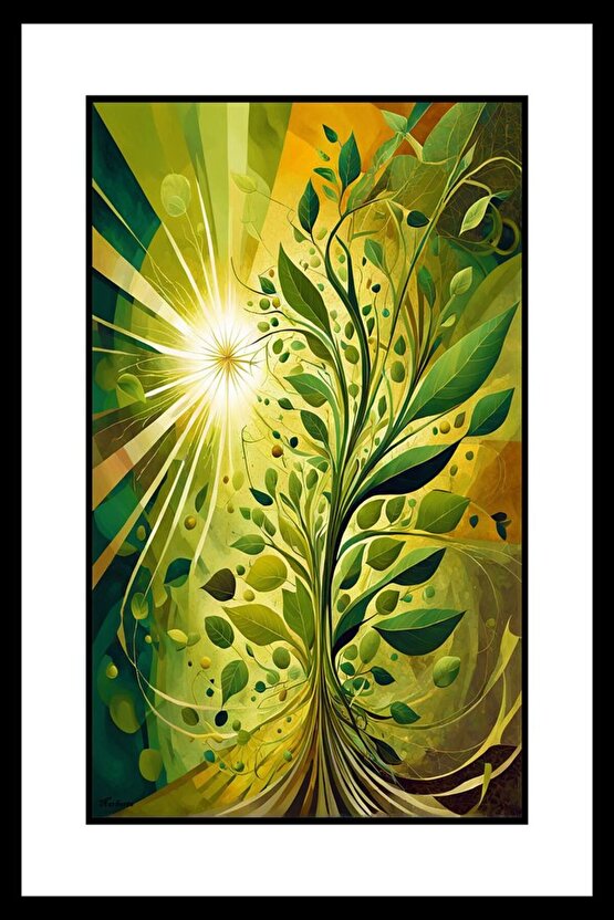 Soyut Günışığı ve Ağaç Digital Art ( ÇERÇEVESİZ - ÇERÇEVE YOKTUR ) ( ULTRA HD ) FOLYO AFİŞ - POSTER