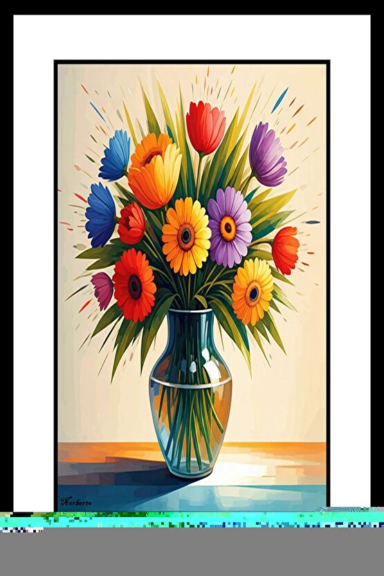 Modern Çizim Çiçekler Digital Art ( ÇERÇEVESİZ - ÇERÇEVE YOKTUR ) ( ULTRA HD ) FOLYO AFİŞ - POSTER