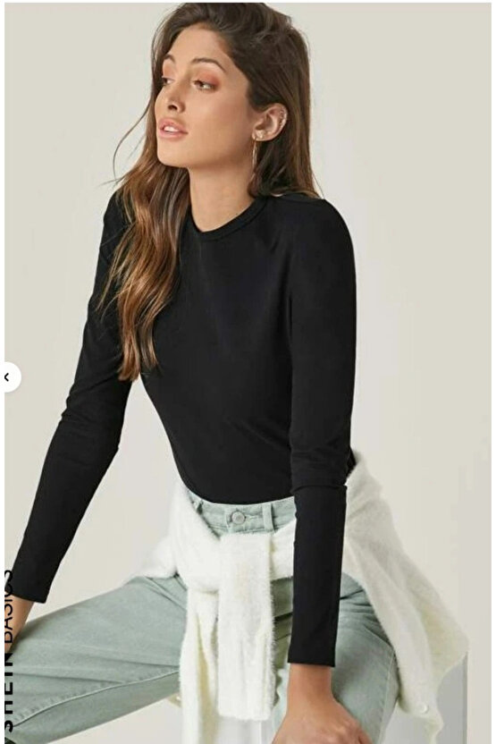 Kadın Uzun Kollu Bisiklet Yaka Süprem Bluz