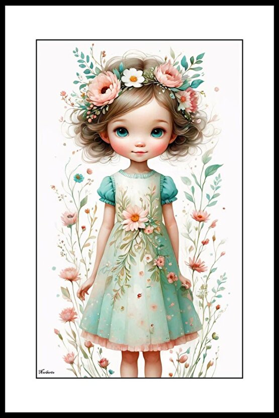 Papatyalı Kız Digital Art ( ÇERÇEVESİZ - ÇERÇEVE YOKTUR ) ( ULTRA HD ) FOLYO AFİŞ - POSTER