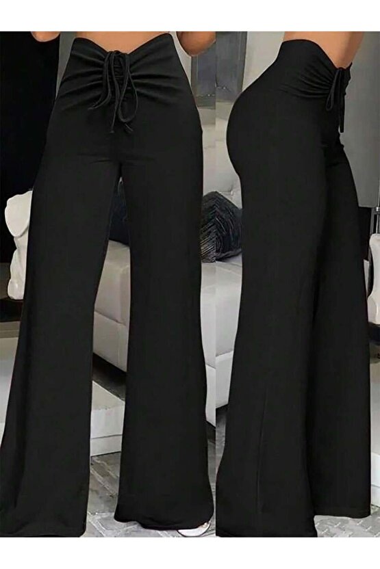 Kadın Yüksek Bel önden Büzgülü Ispanyol Ithal Krep Pantolon