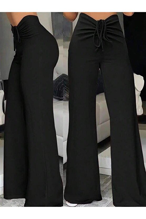 Kadın Yüksek Bel önden Büzgülü Ispanyol Ithal Krep Pantolon