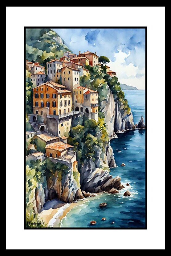 Yamaçtaki Evler Digital Art ( ÇERÇEVESİZ - ÇERÇEVE YOKTUR ) ( ULTRA HD ) FOLYO AFİŞ - POSTER