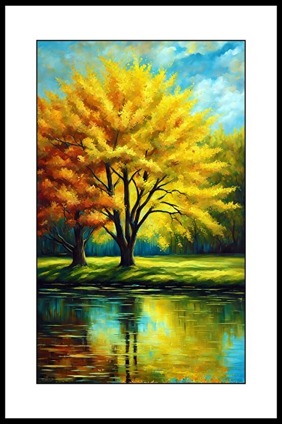 Sonbahar Ağaçları Digital Art ( ÇERÇEVESİZ - ÇERÇEVE YOKTUR ) ( ULTRA HD ) FOLYO AFİŞ - POSTER
