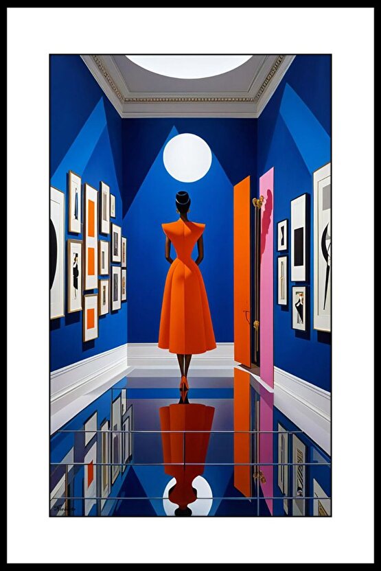 Müzedeki Kadın Digital Art ( ÇERÇEVESİZ - ÇERÇEVE YOKTUR ) ( ULTRA HD ) FOLYO AFİŞ - POSTER