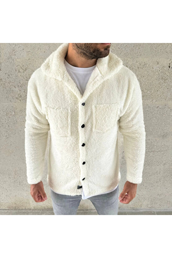 Erkek Pelüş Polar Hırka Gömlek – Yakalı, İlik Düğmeli, Göğüs Cepli, Yumuşak Dokulu Kışlık Regular Fi